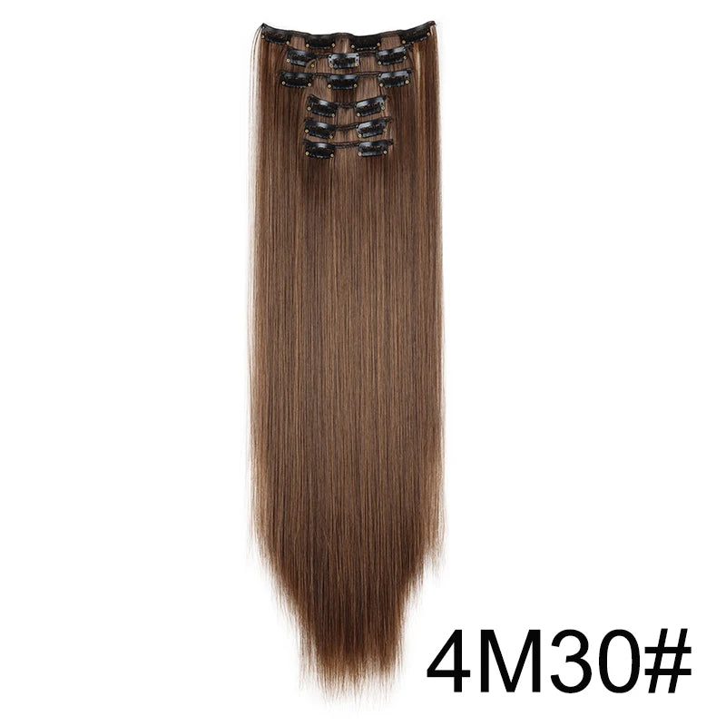 24-Inch Long Straight Clip-In Hair Extensions for Daily Wear - 22