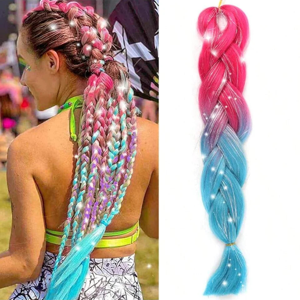 Glitter Tinsel Jumbo Braiding Hair Extensions for Festivals - 8
