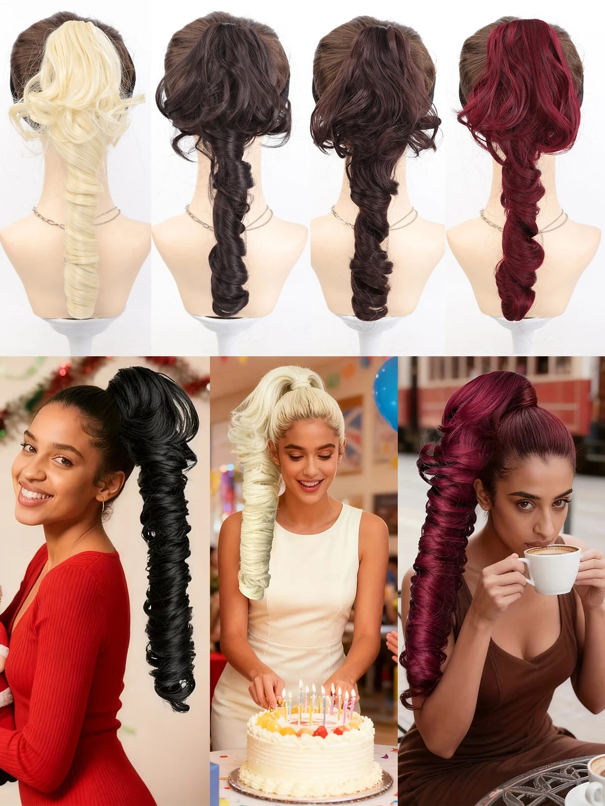 16-Inch Curly Claw Clip Ponytail Hair Extension