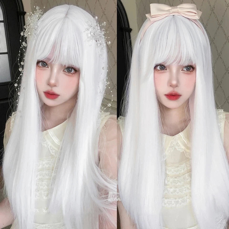 Long Wavy Ginger Synthetic Wig with Bangs - 40