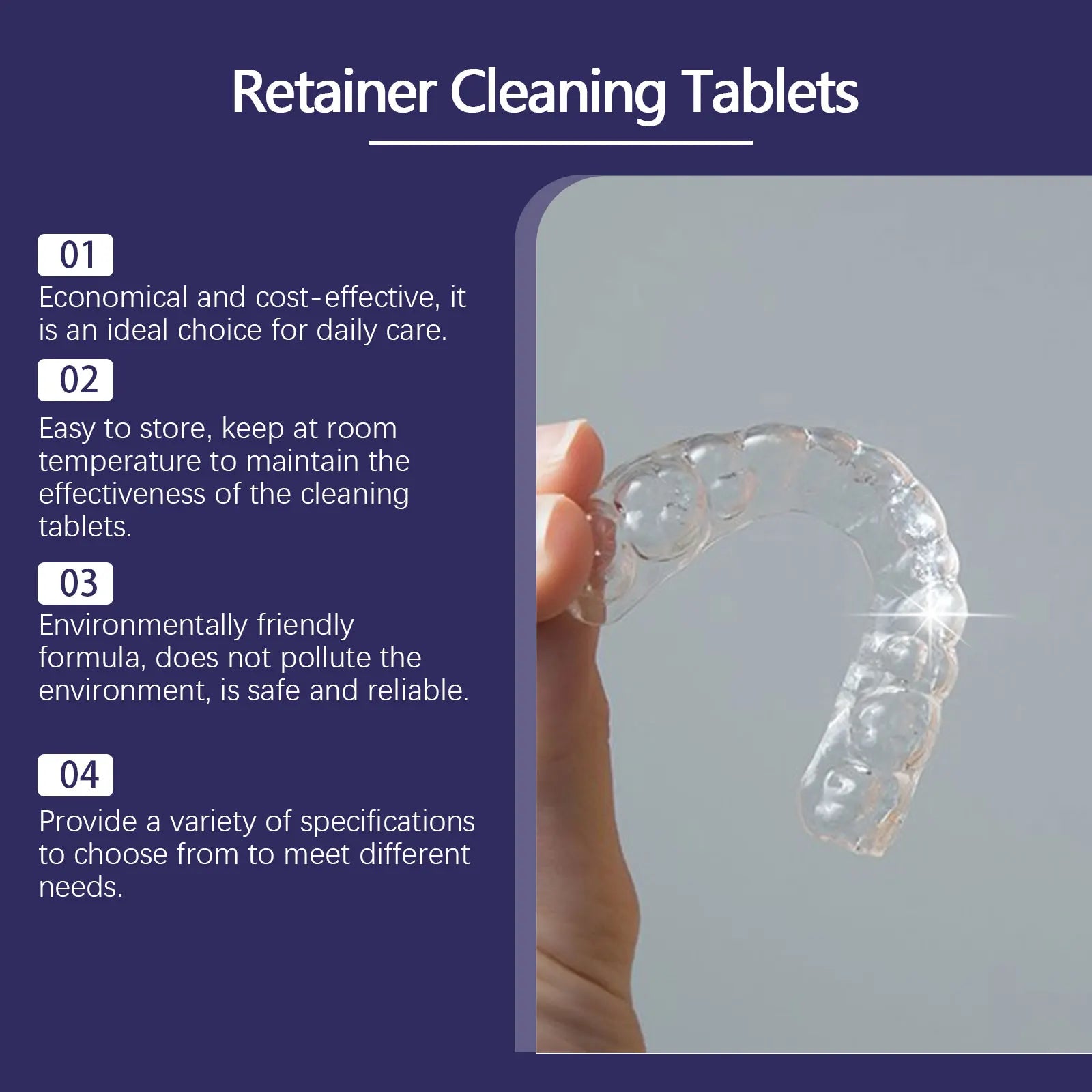 Effervescent Denture and Retainer Cleaning Tablets for Daily Oral Hygiene - 10