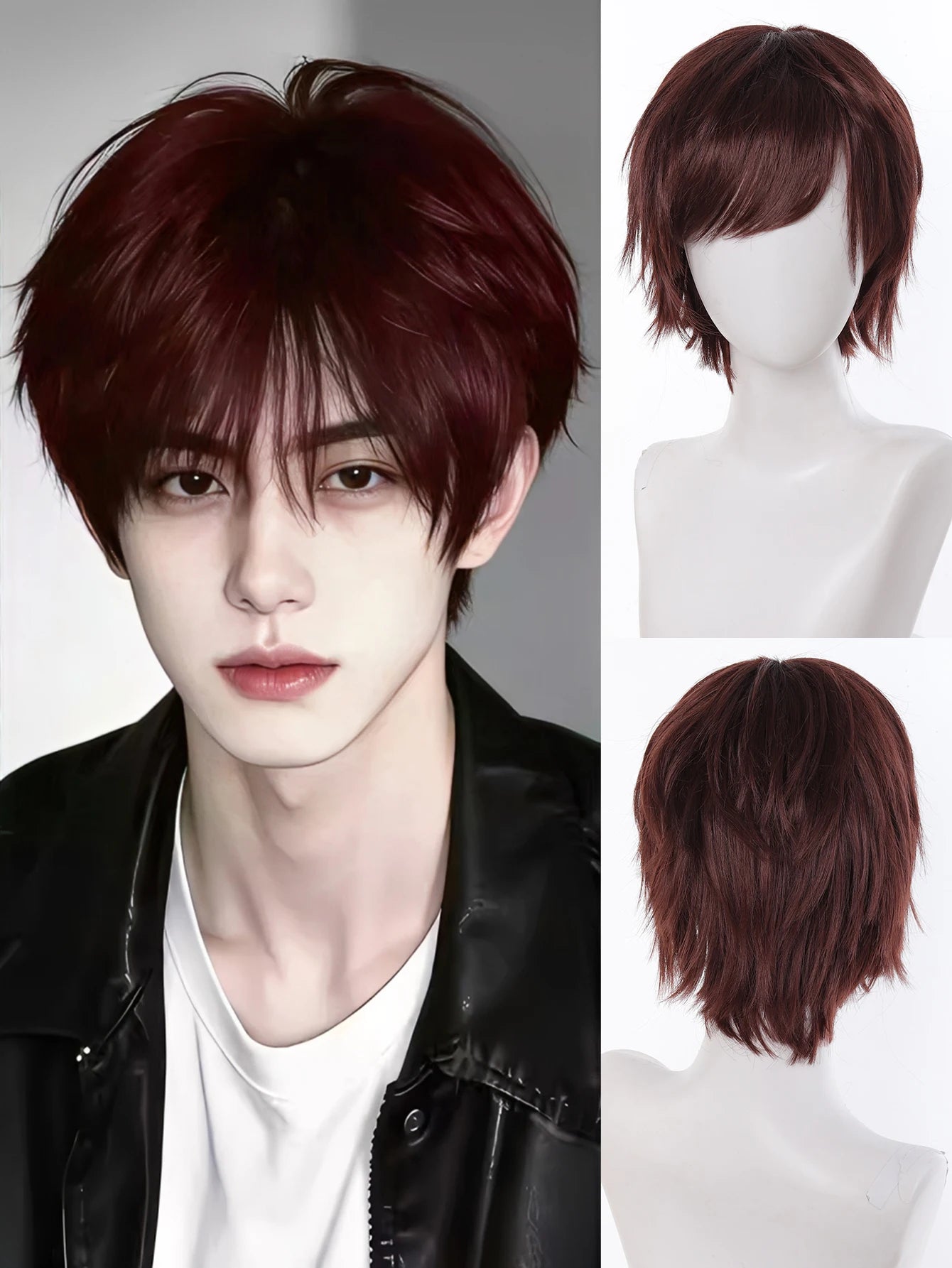 Short Mullet Anime Cosplay Wig with Bangs - 23
