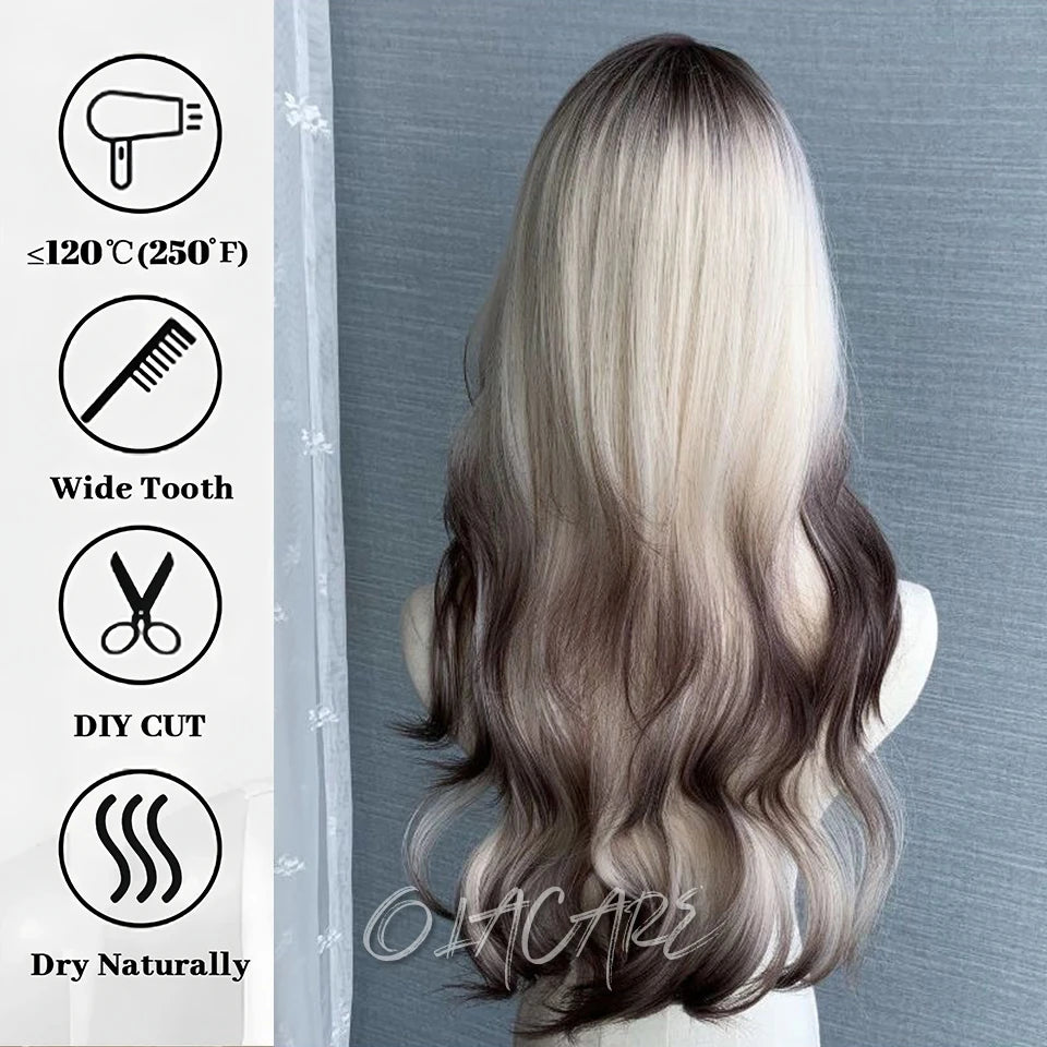 Long Straight Synthetic Wig with Bangs for Cosplay and Parties