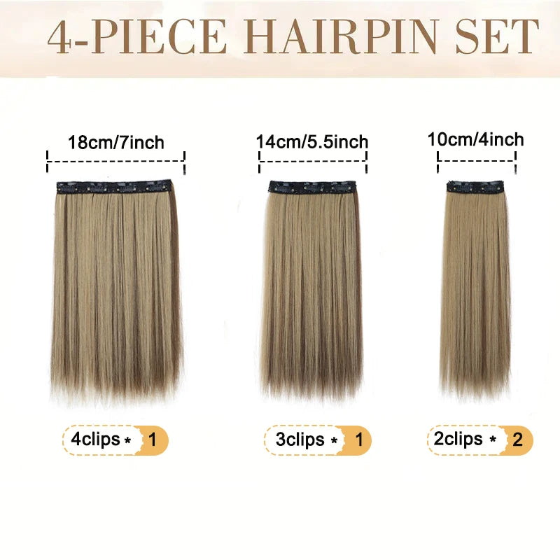14-Inch Straight Clip-In Hair Extensions for Instant Volume