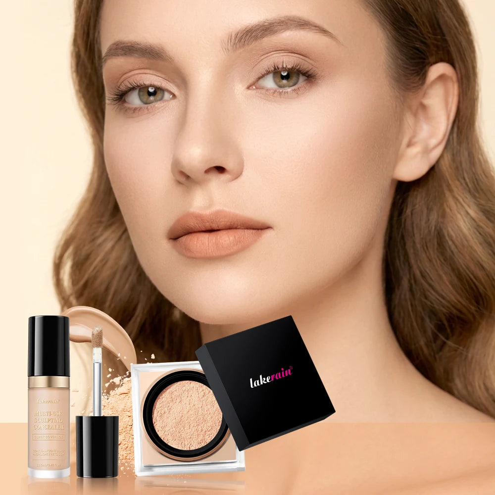 Smoothing Face Concealer and Matte Setting Powder Makeup Set - 3