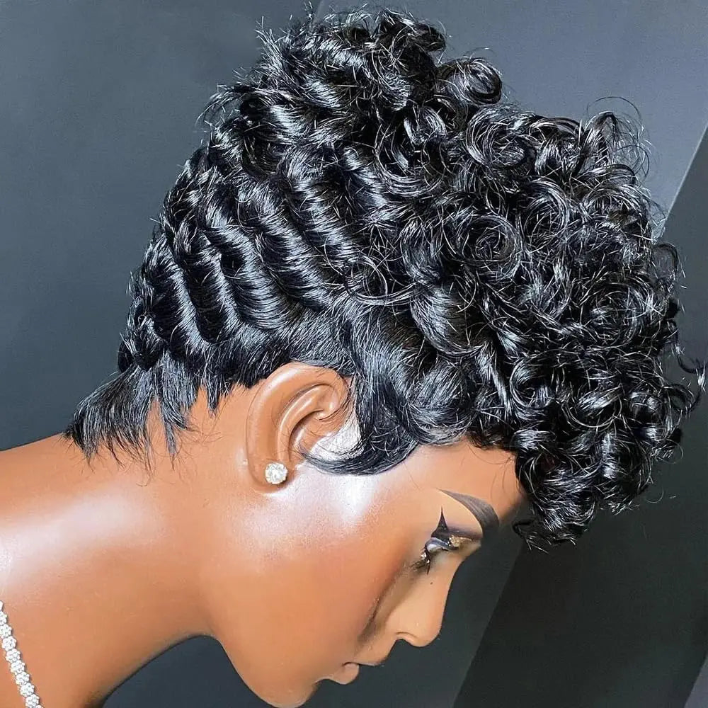 Short Curly Pixie Cut Wig for Daily Wear