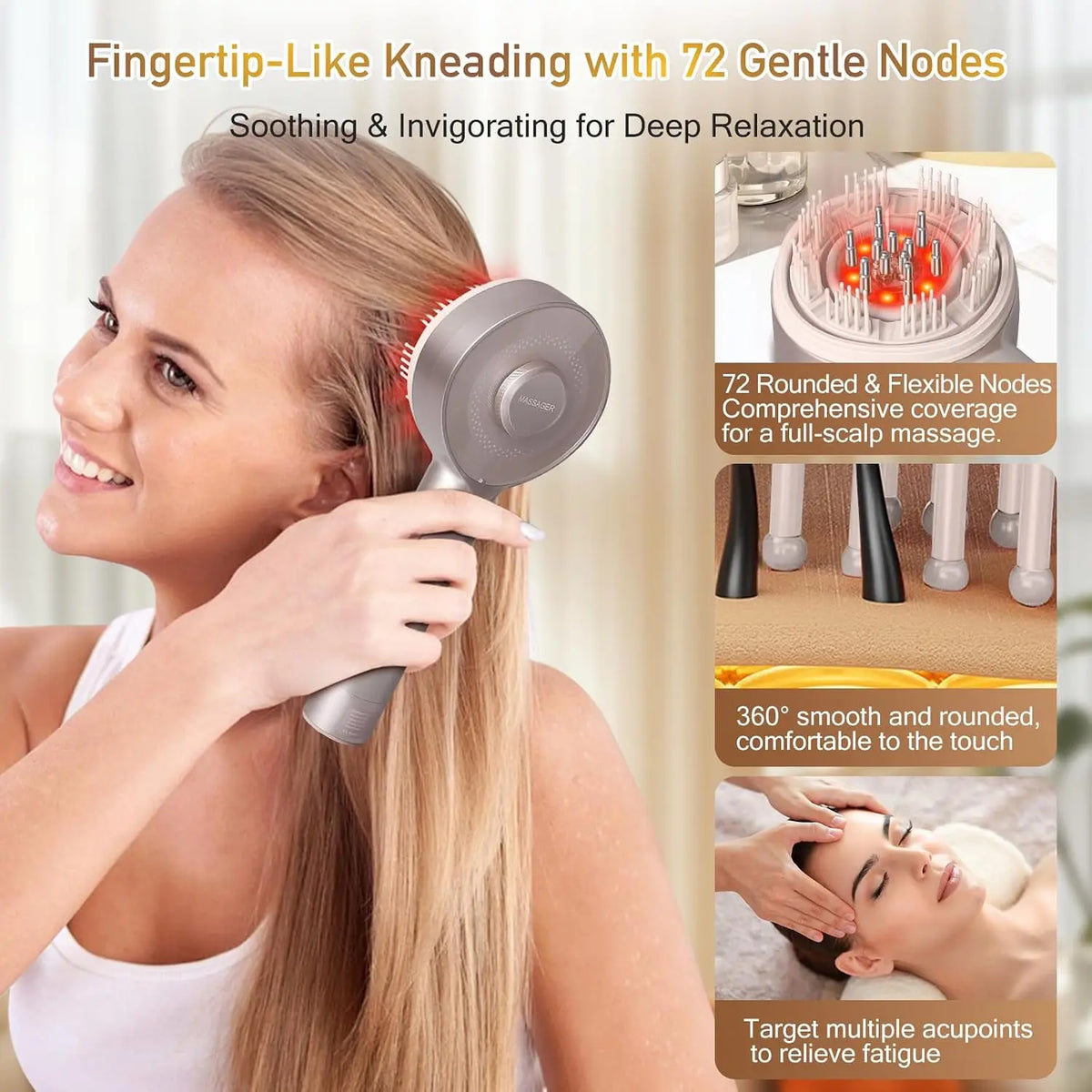 Electric Scalp Massage Comb with Red Light Therapy and Serum Applicator