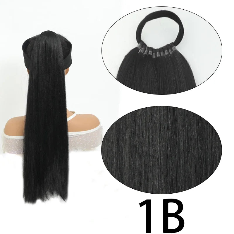Long Straight Wrap-Around Ponytail Extension for Instant Volume