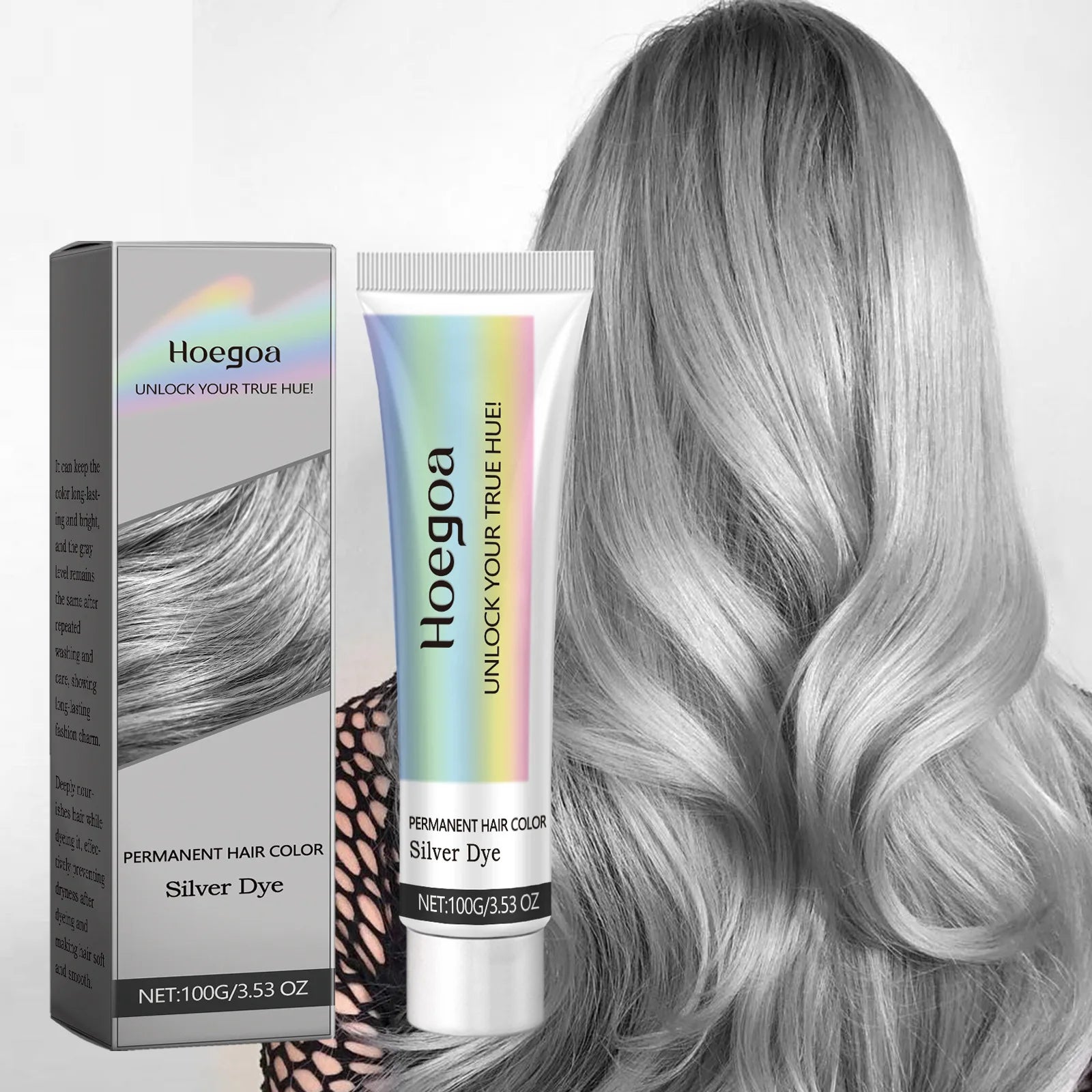 Permanent Silver Gray Hair Dye Cream for Natural White Hair Coverage - 1