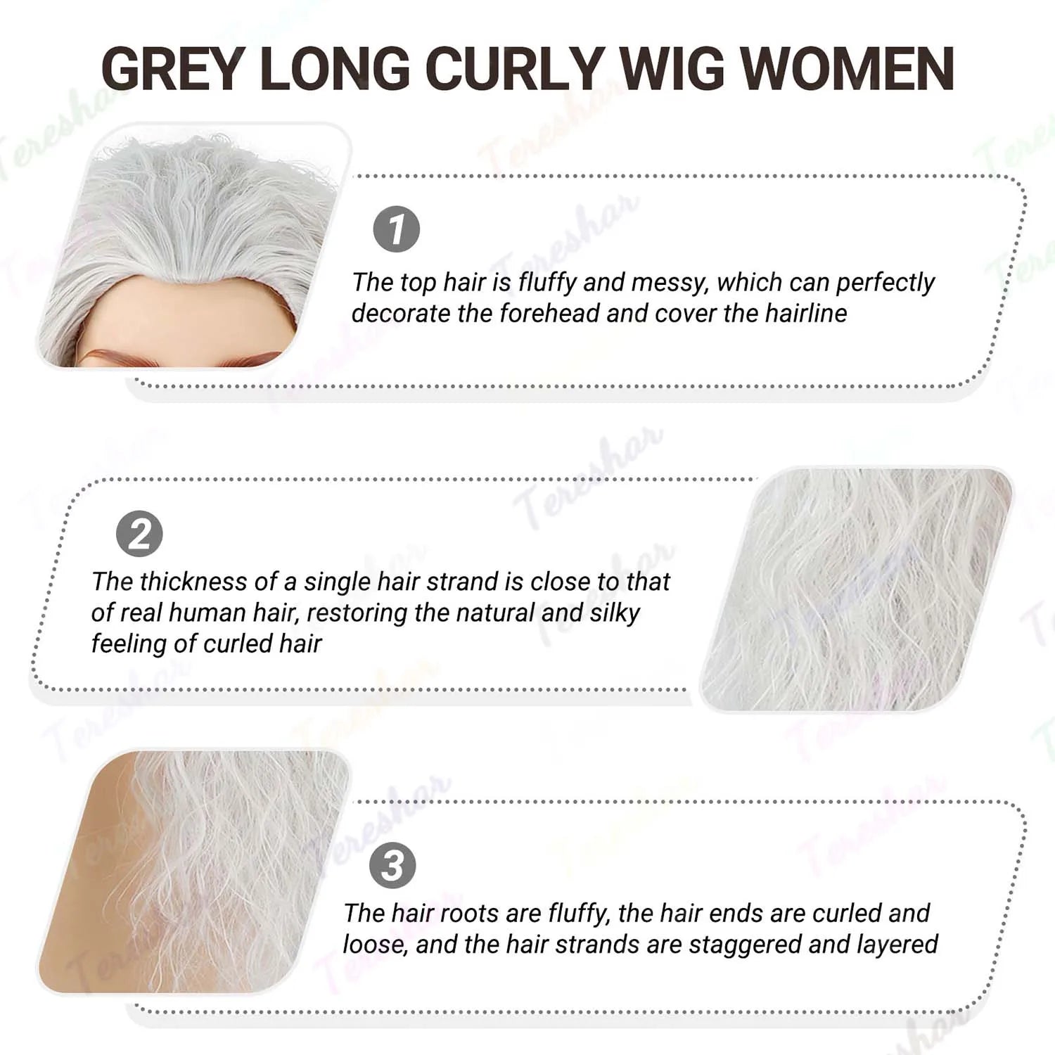 Long Curly Grey Witch Costume Wig for Halloween and Cosplay Parties - 4