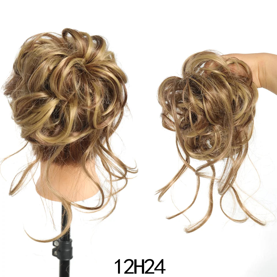 Curly Messy Bun Hair Extension Scrunchie for Instant Volume - 14