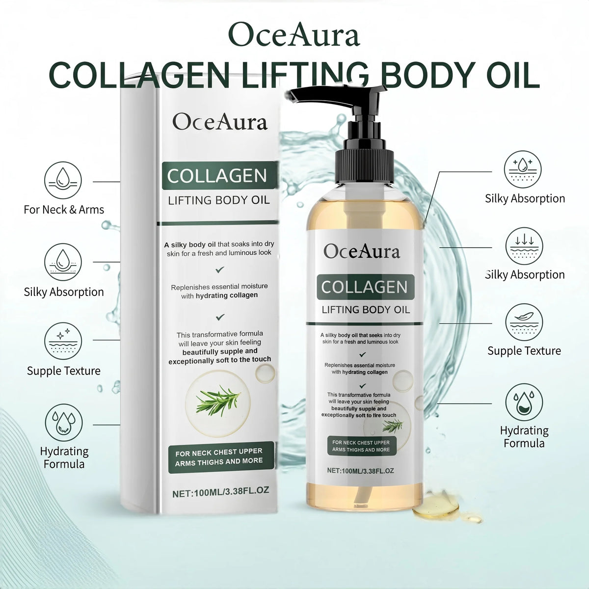 Collagen Body Firming Massage Oil for Skin Tightening and Hydration