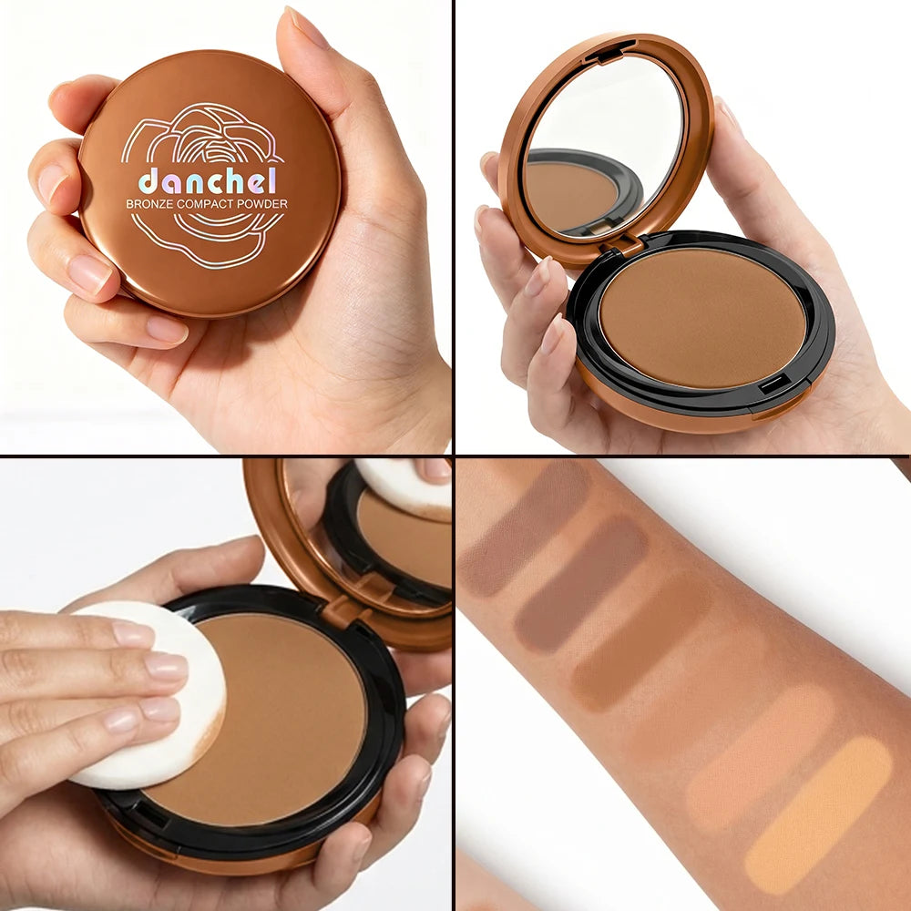 Matte Bronze Compact Powder for Natural Sun-Kissed Skin Coverage