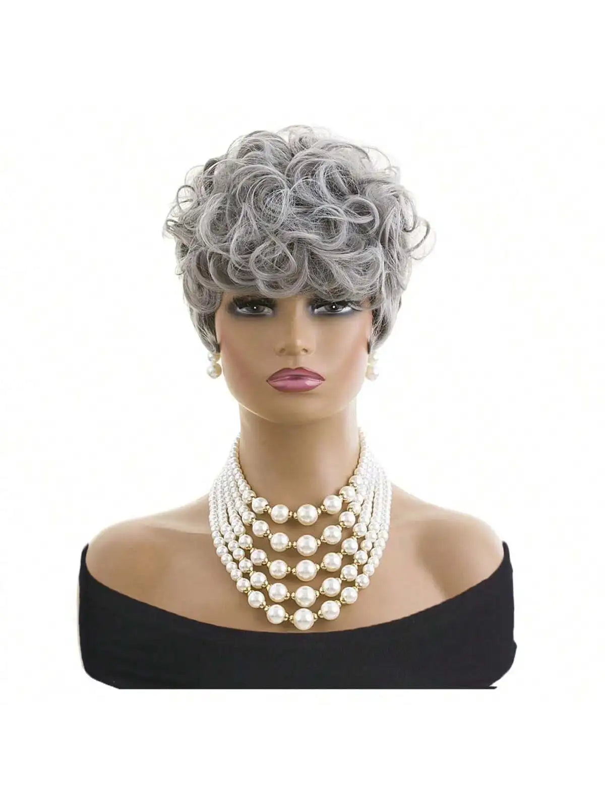 Short Curly Pixie Cut Wig with Bangs