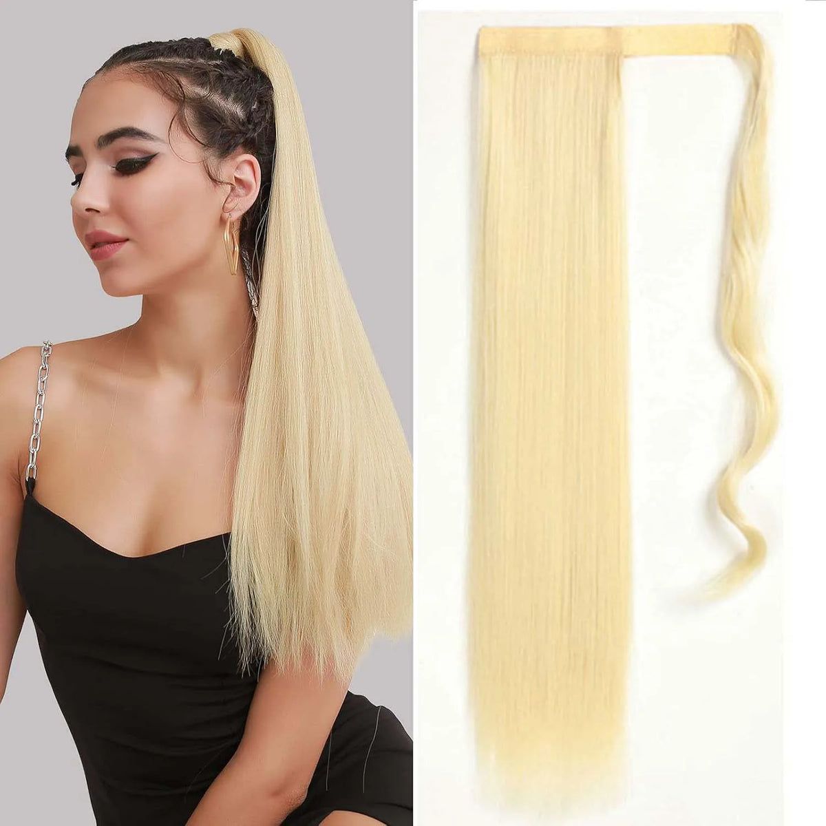 24 Inch Long Straight Wrap Around Ponytail Hair Extension for Women