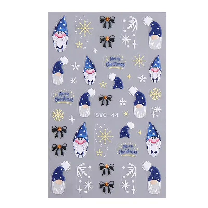 Festive Christmas Cartoon Self-Adhesive Nail Art Decal Stickers - 10