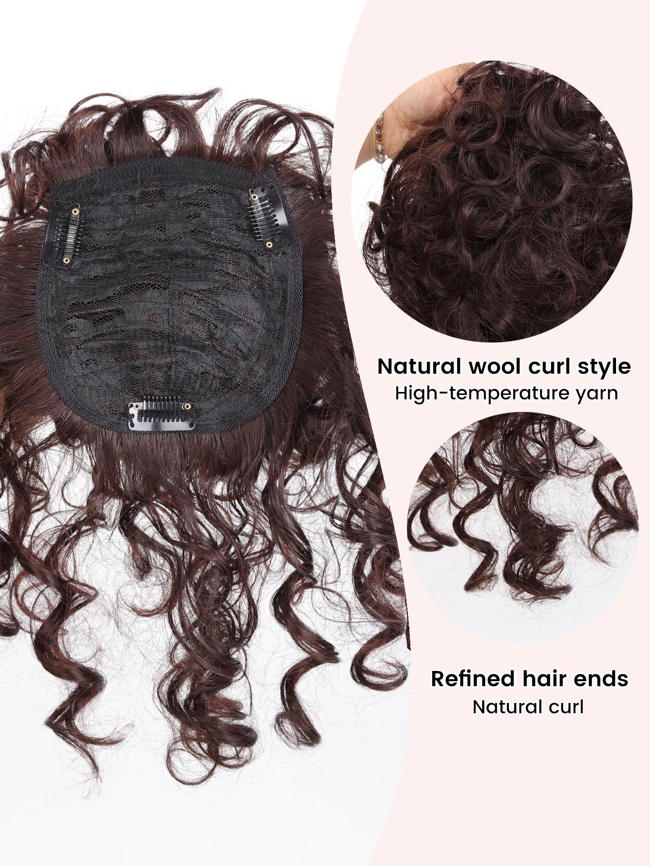 Short Curly Clip-In Hair Topper for Thinning Hair - 5