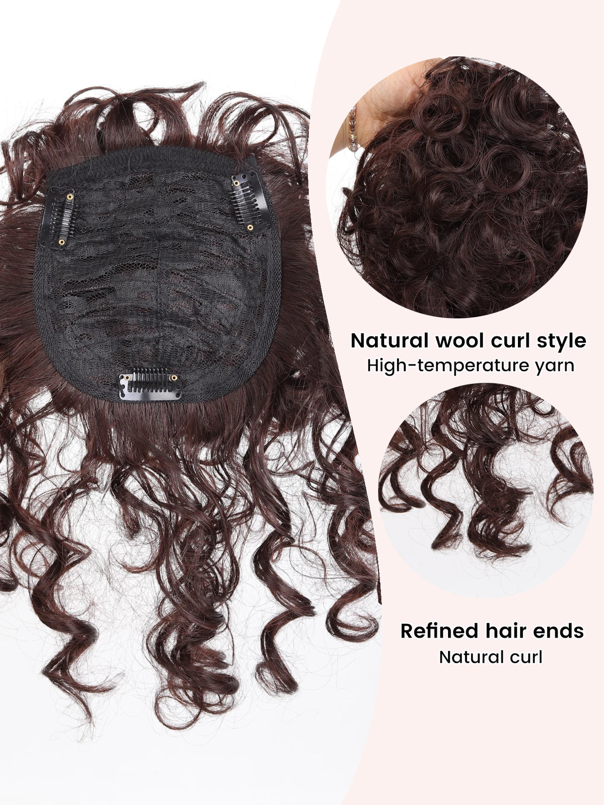 Short Curly Clip-In Hair Topper for Thinning Hair