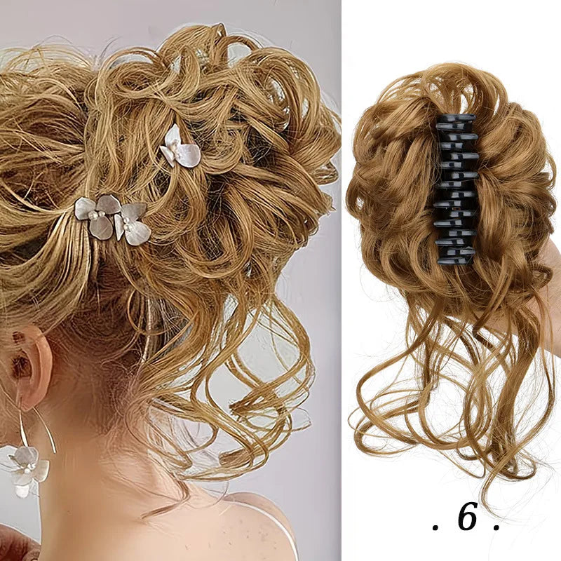 Elastic Curly Hair Bun Extension for Instant Volume and Updo Hairstyles - 24