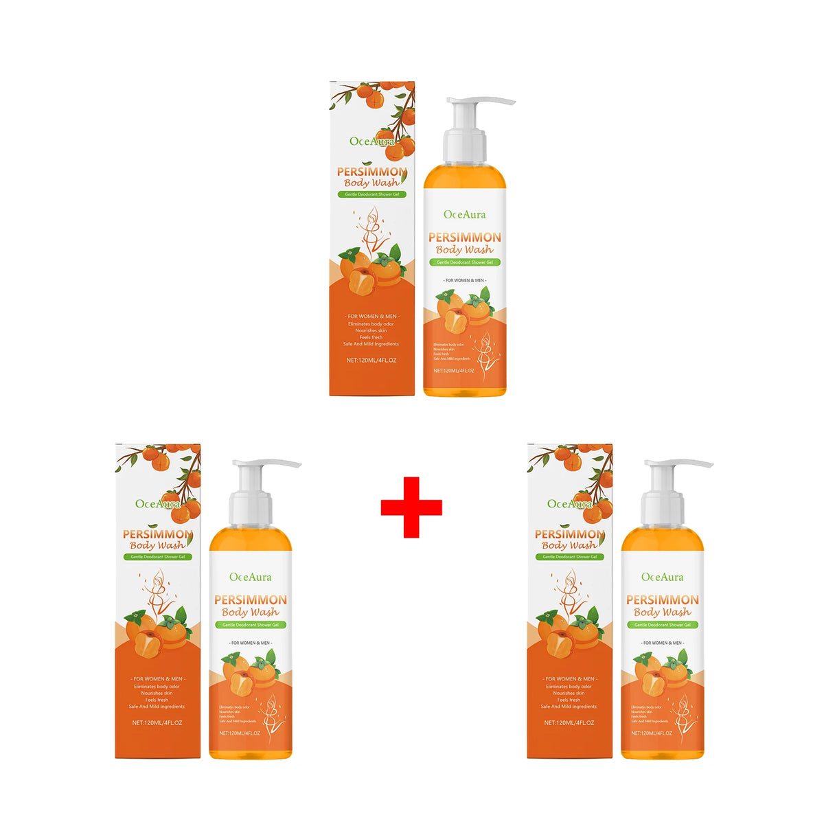 Persimmon Exfoliating Body Wash for Natural Odor Removal and Oil Control