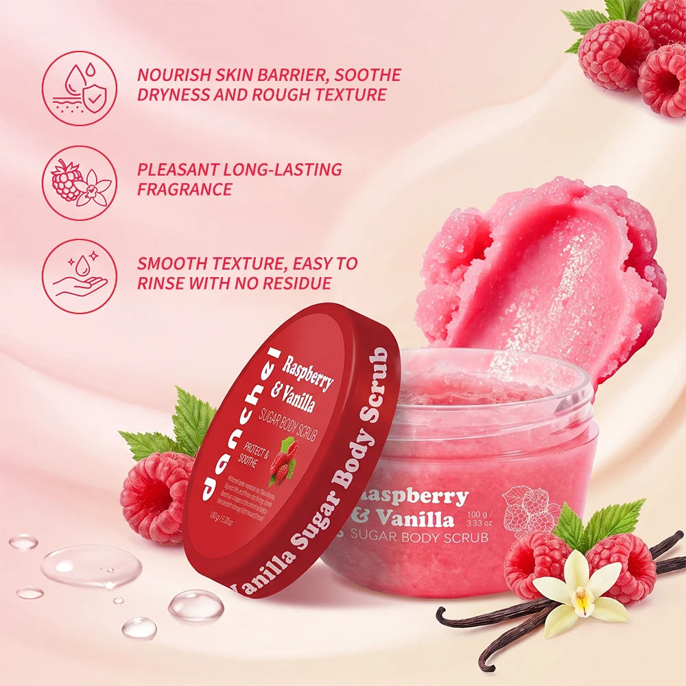 Raspberry and Vanilla Sugar Body Scrub for Smooth Nourished Skin