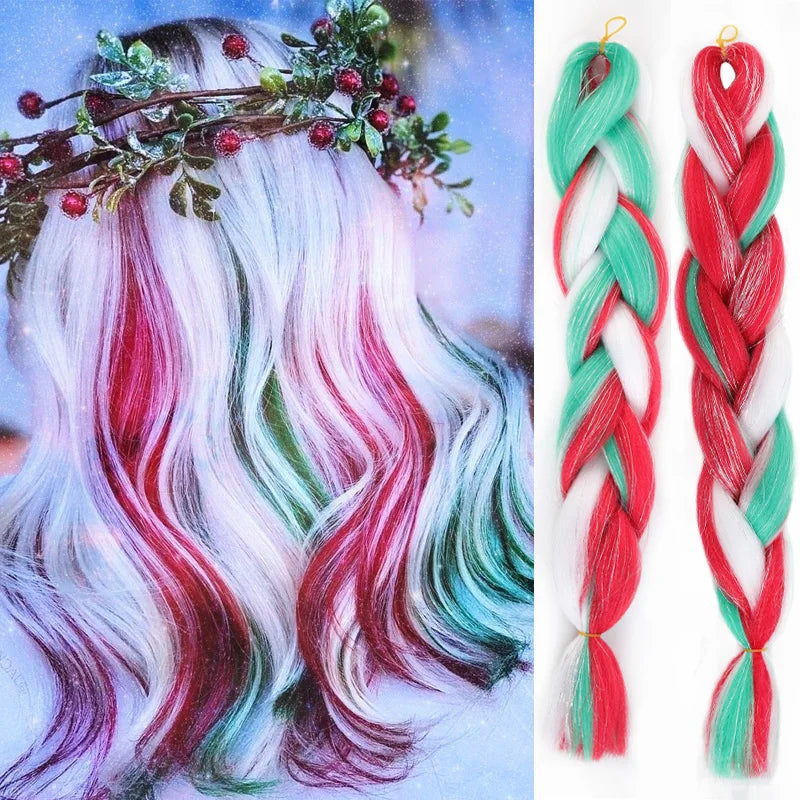 Glitter Tinsel Jumbo Braiding Hair Extensions for Festivals - 1
