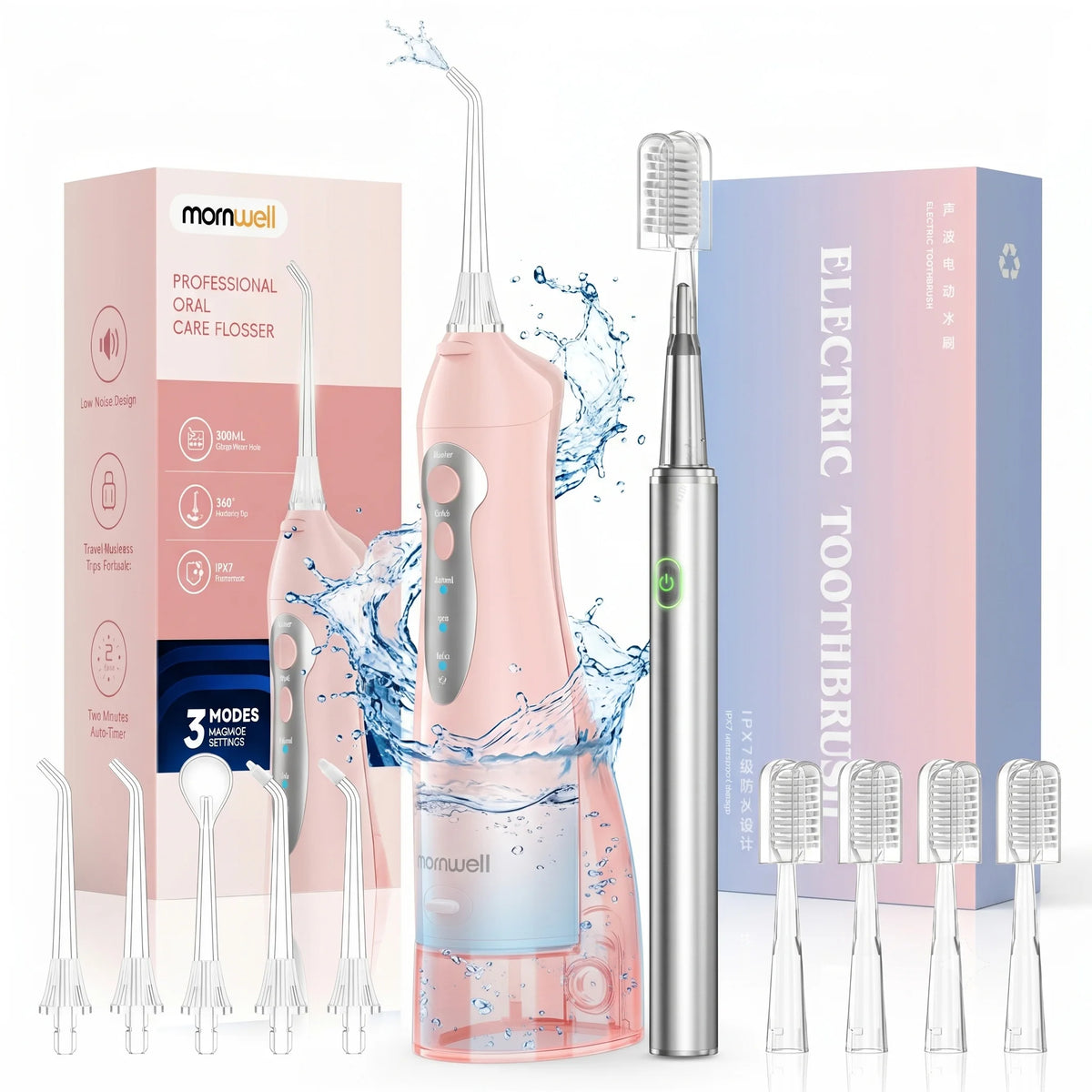 Portable Electric Water Flosser and Toothbrush Oral Care Cleaning Set