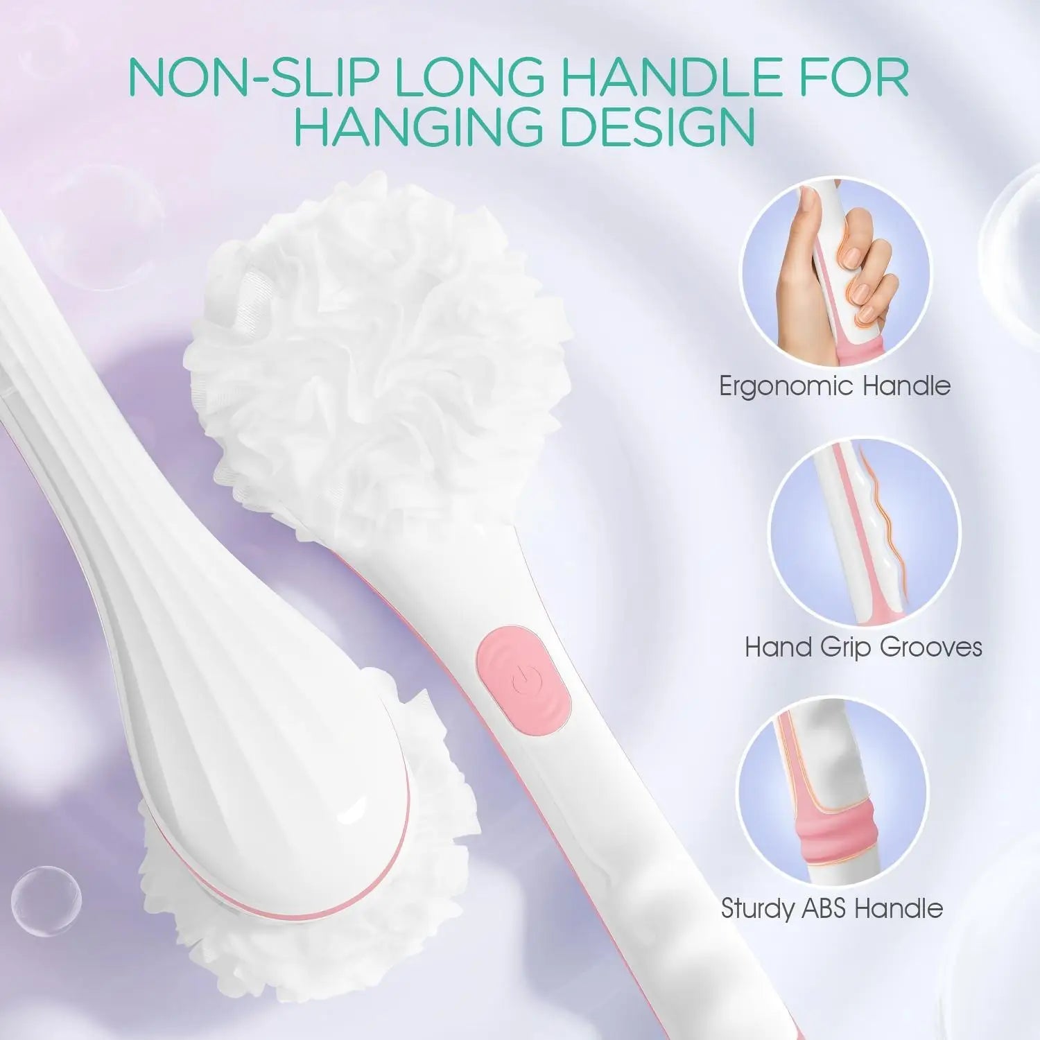 3-in-1 Electric Long Handle Body Brush for Deep Exfoliating and Cleaning - 4