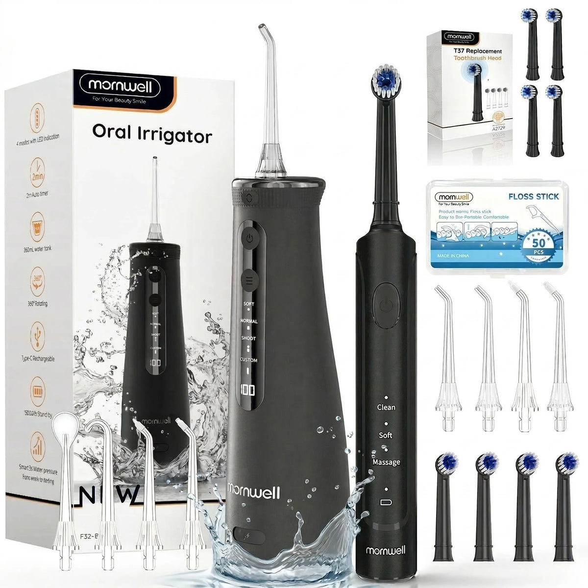 Electric Toothbrush and Water Flosser Combo Kit for Deep Teeth Cleaning