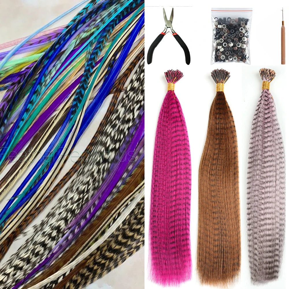 16-Inch Rainbow Feather Hair Extensions for Easy Highlights
