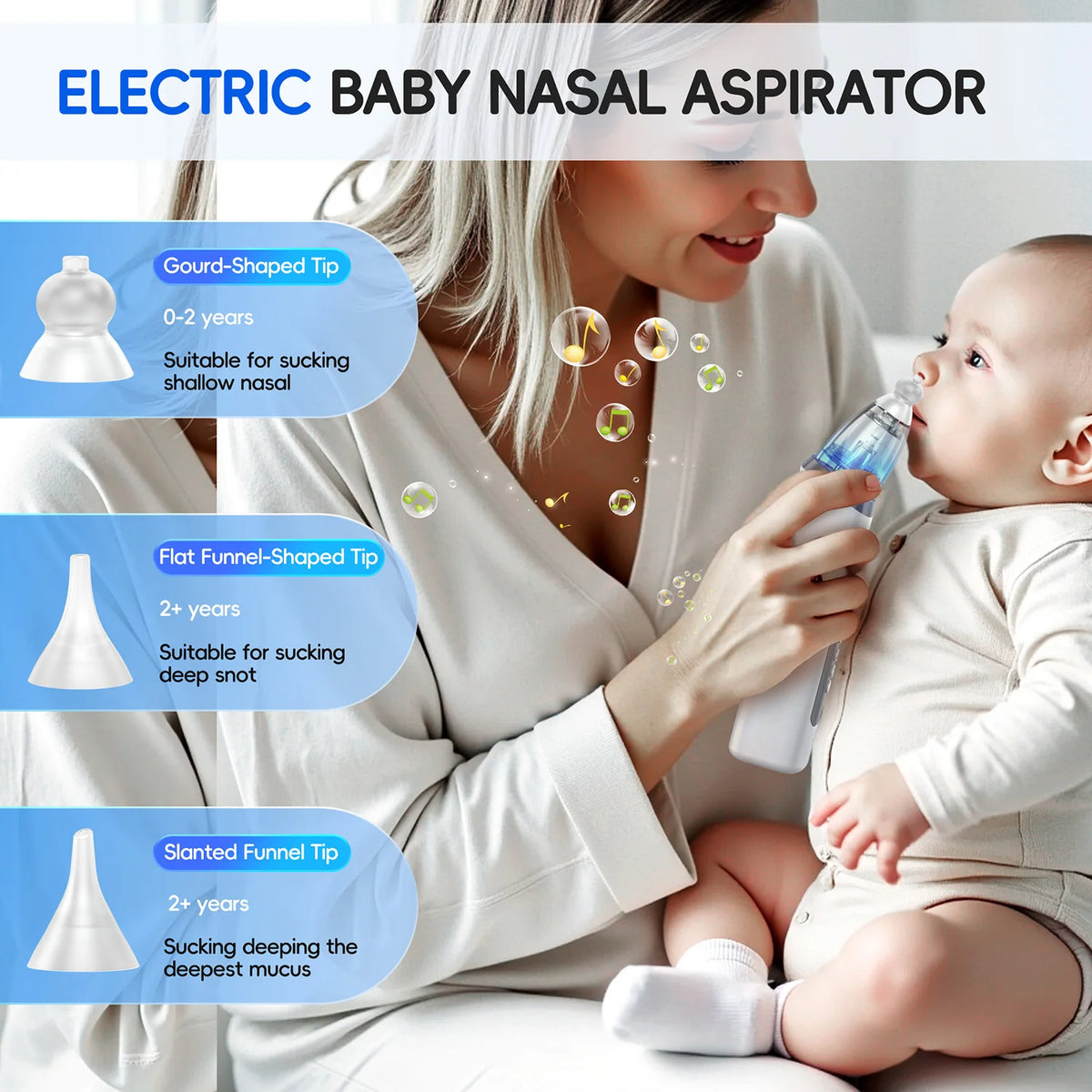Electric Nasal Aspirator with Music and Adjustable Suction for Babies