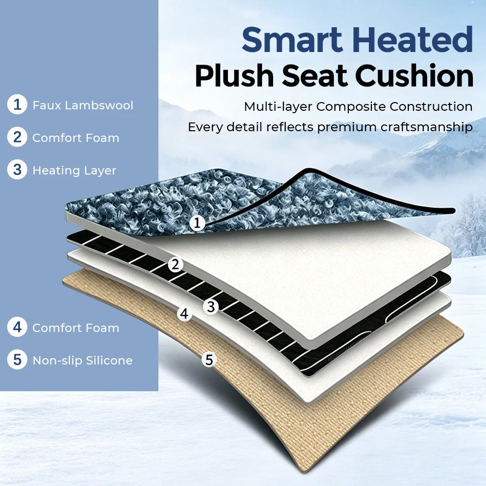 Heated Lambswool Car Seat Cushion for Cold Weather Driving