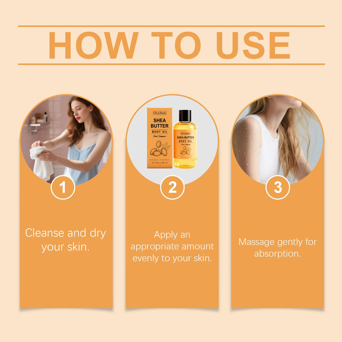 Shea Butter Nourishing Body Oil for Dry Skin Hydration