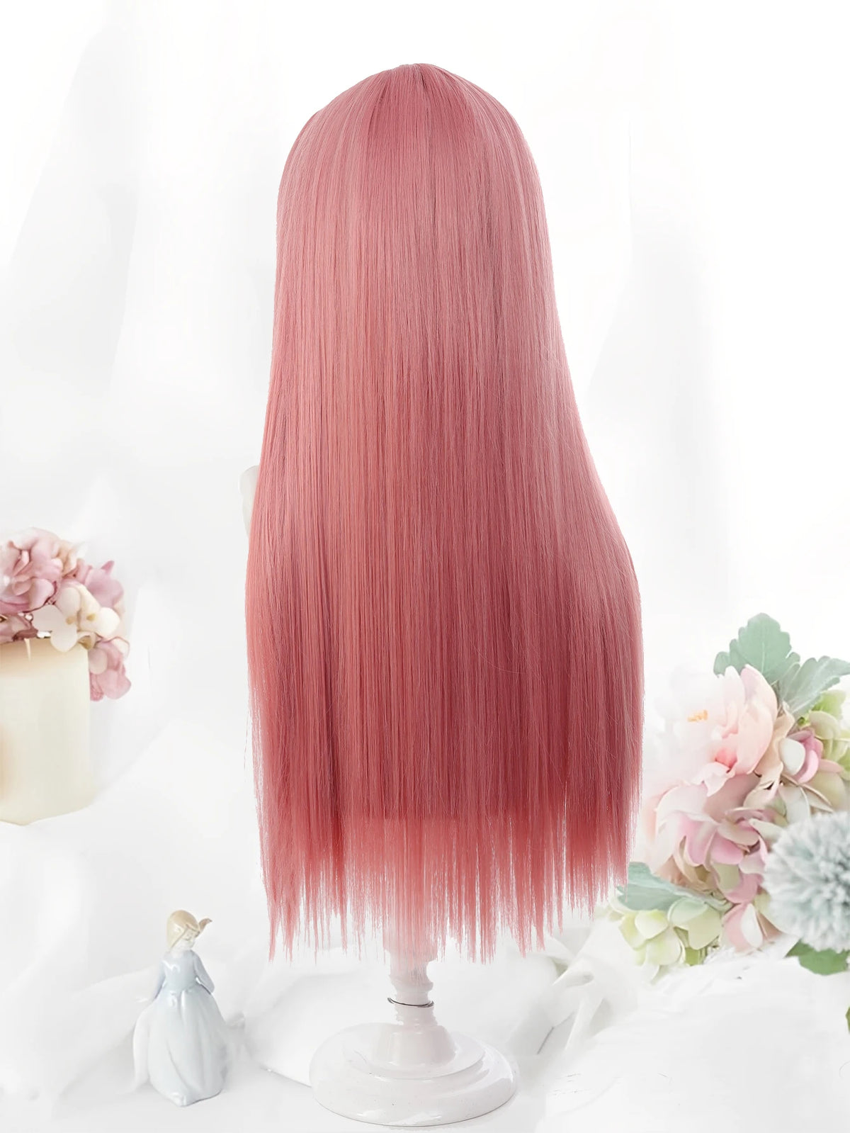 24 Inch Long Pink Cosplay Wig with Bangs