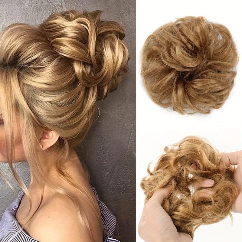 Messy Curly Hair Bun Extension for Instant Voluminous Updo Hairstyles - 11