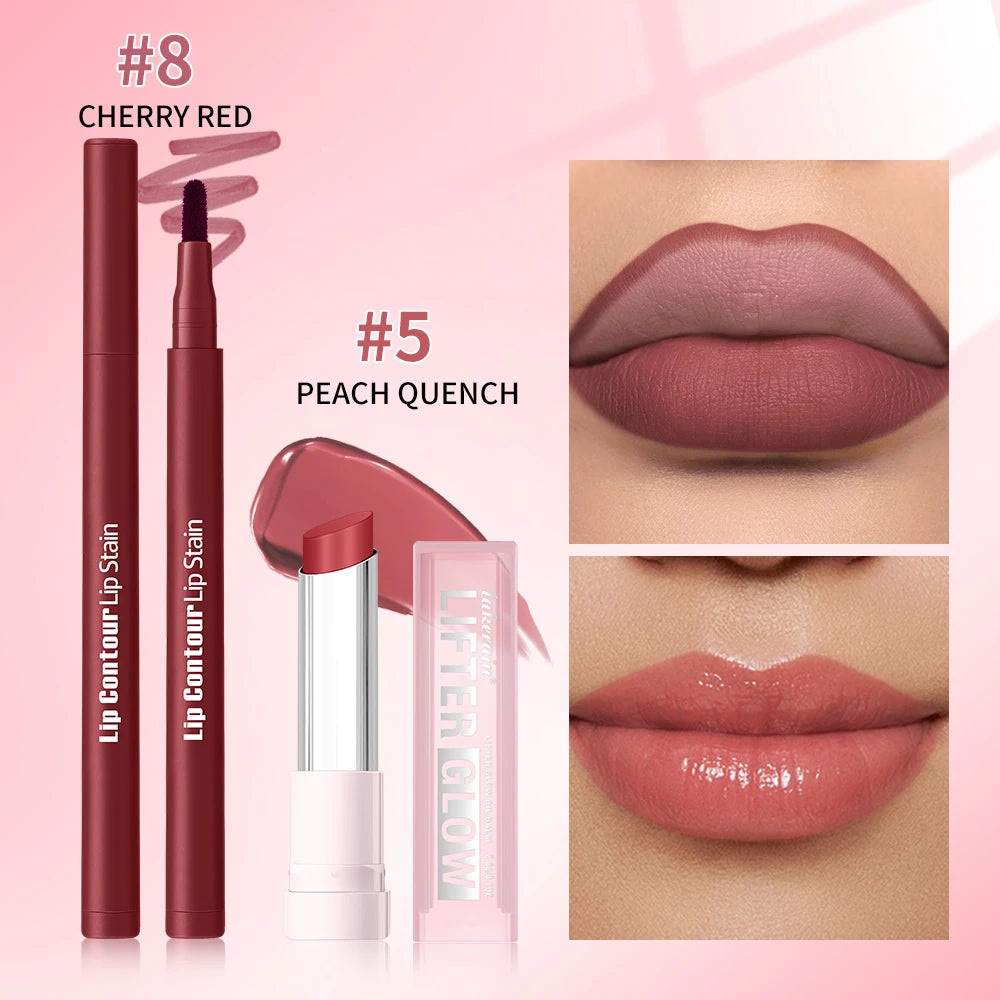Long-Lasting Lip Contour Stain and Hydrating Glow Balm Makeup Kit