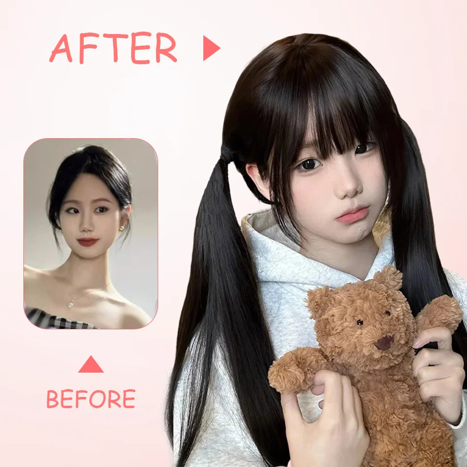 Synthetic Straight Black Ponytail Extensions for Instant Volume - 3