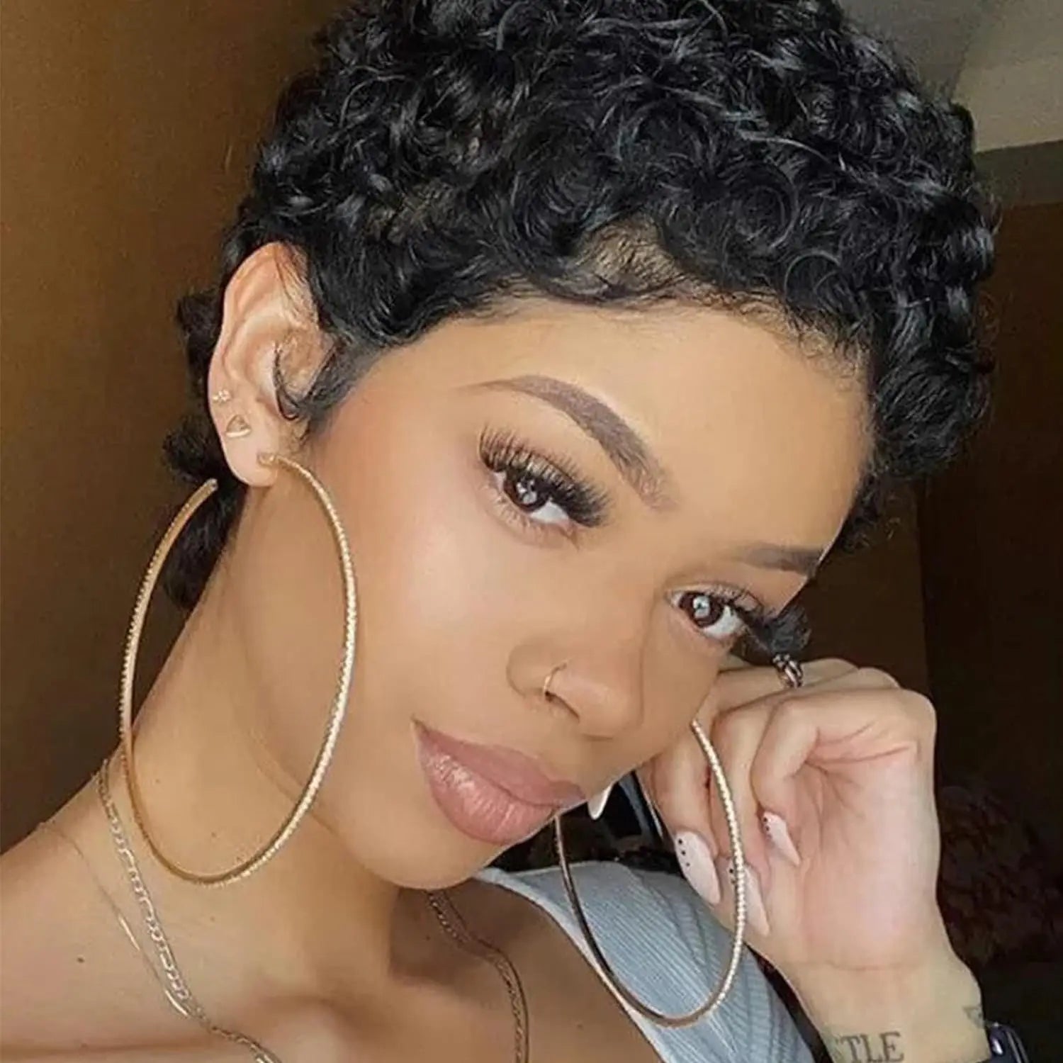 Short Wavy Pixie Cut Wig for Women - 1