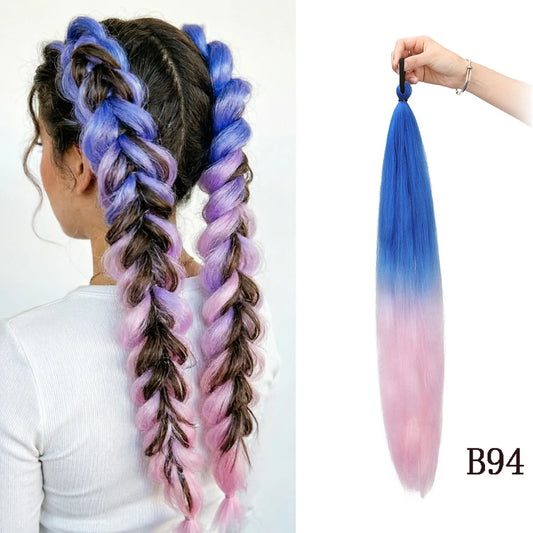 26-Inch Colorful Braided Ponytail Hair Extension