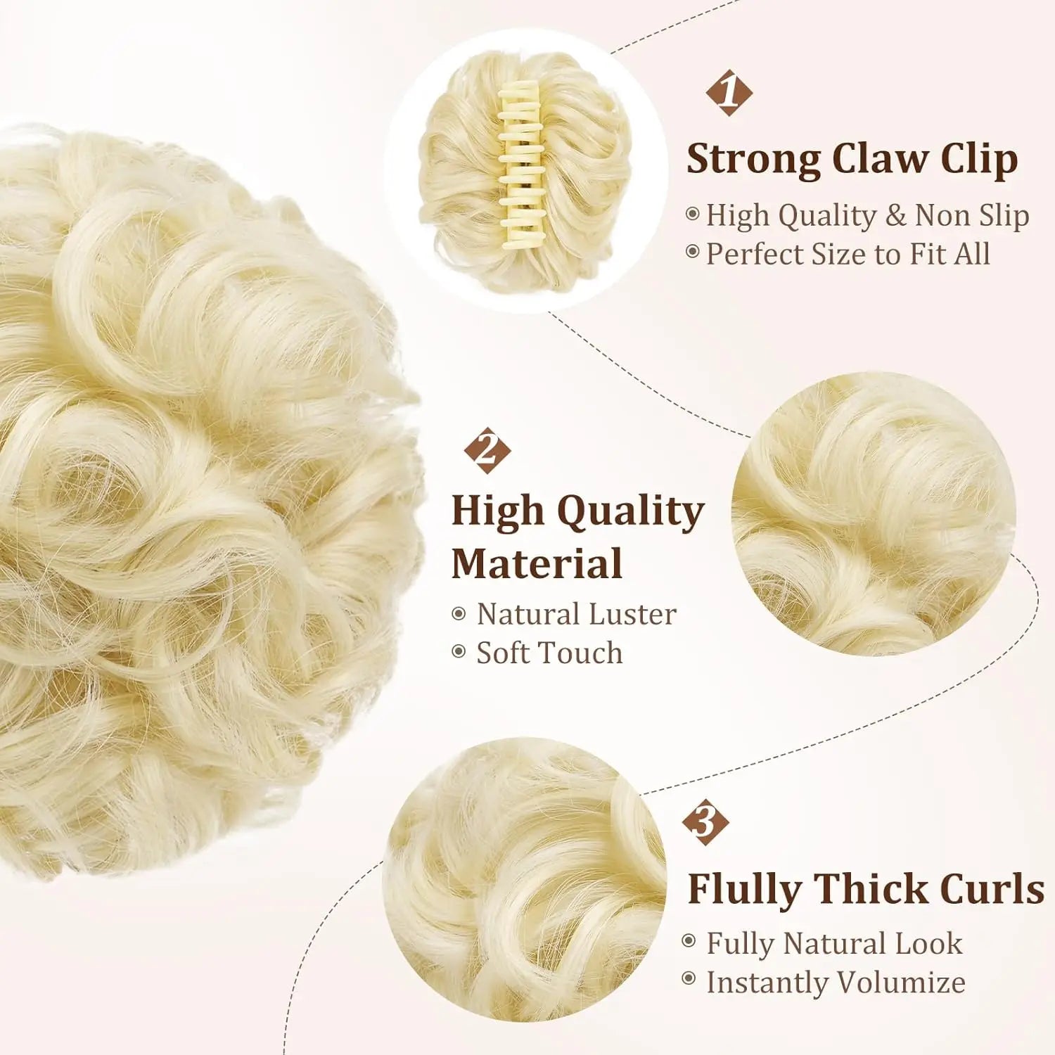 Messy Wavy Bun Hair Extension with Claw Clip for Instant Volume - 4