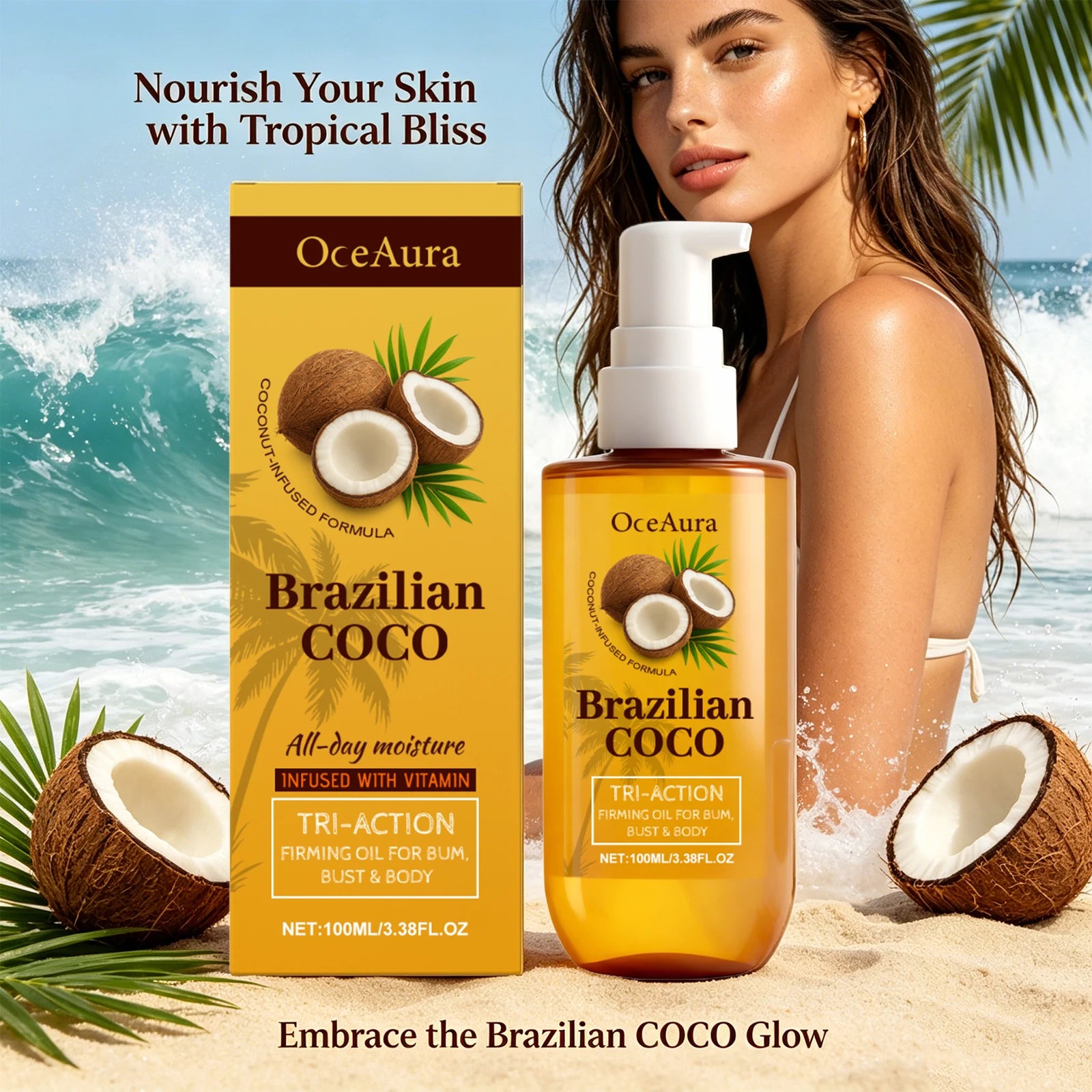Coconut Firming Body Oil for Skin Hydration and Elasticity Restoration - 4