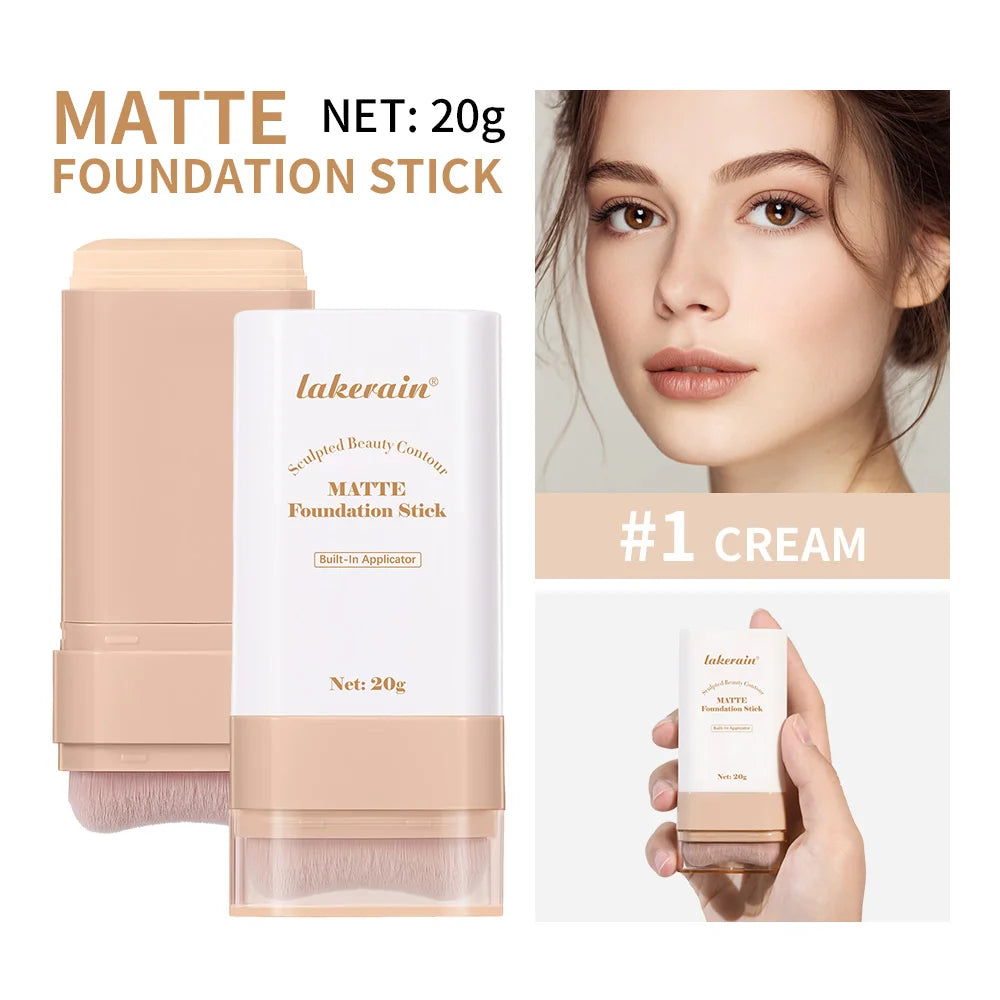 Matte Foundation Stick with Built-in Brush for Flawless Coverage - 44