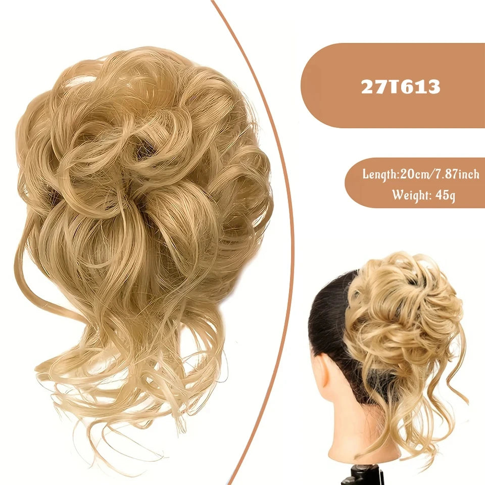 Messy Curly Hair Bun Scrunchie for Easy Updos - 76