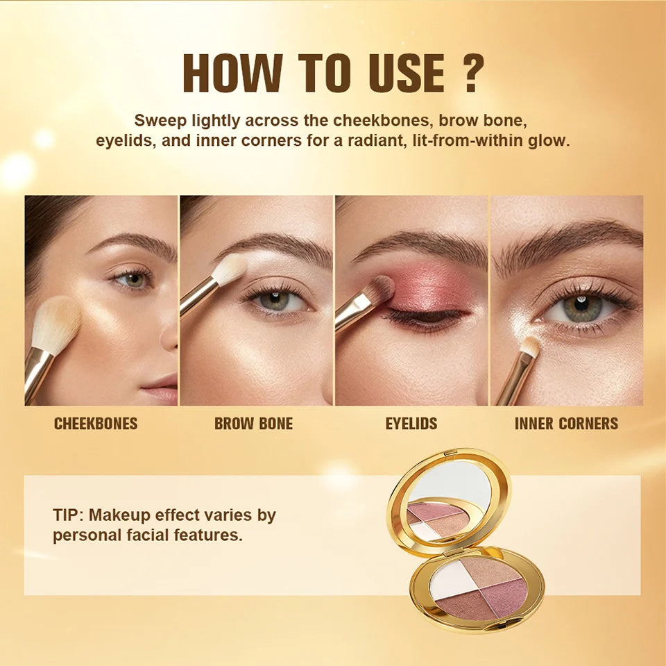 4-in-1 Highlighting and Contouring Face Palette for Eyes and Cheeks