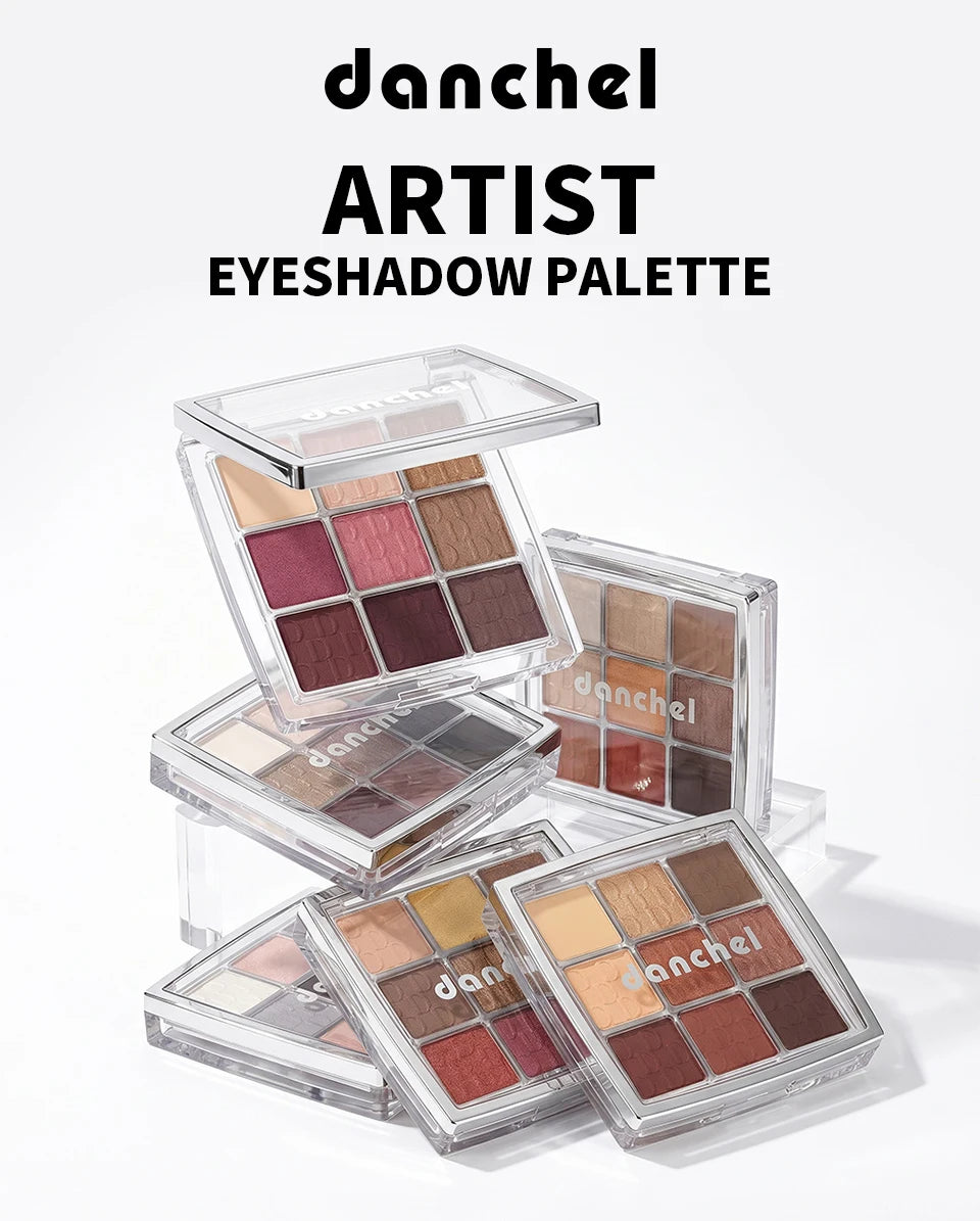 9-Color Professional Eyeshadow Palette with Blending Brush - 7