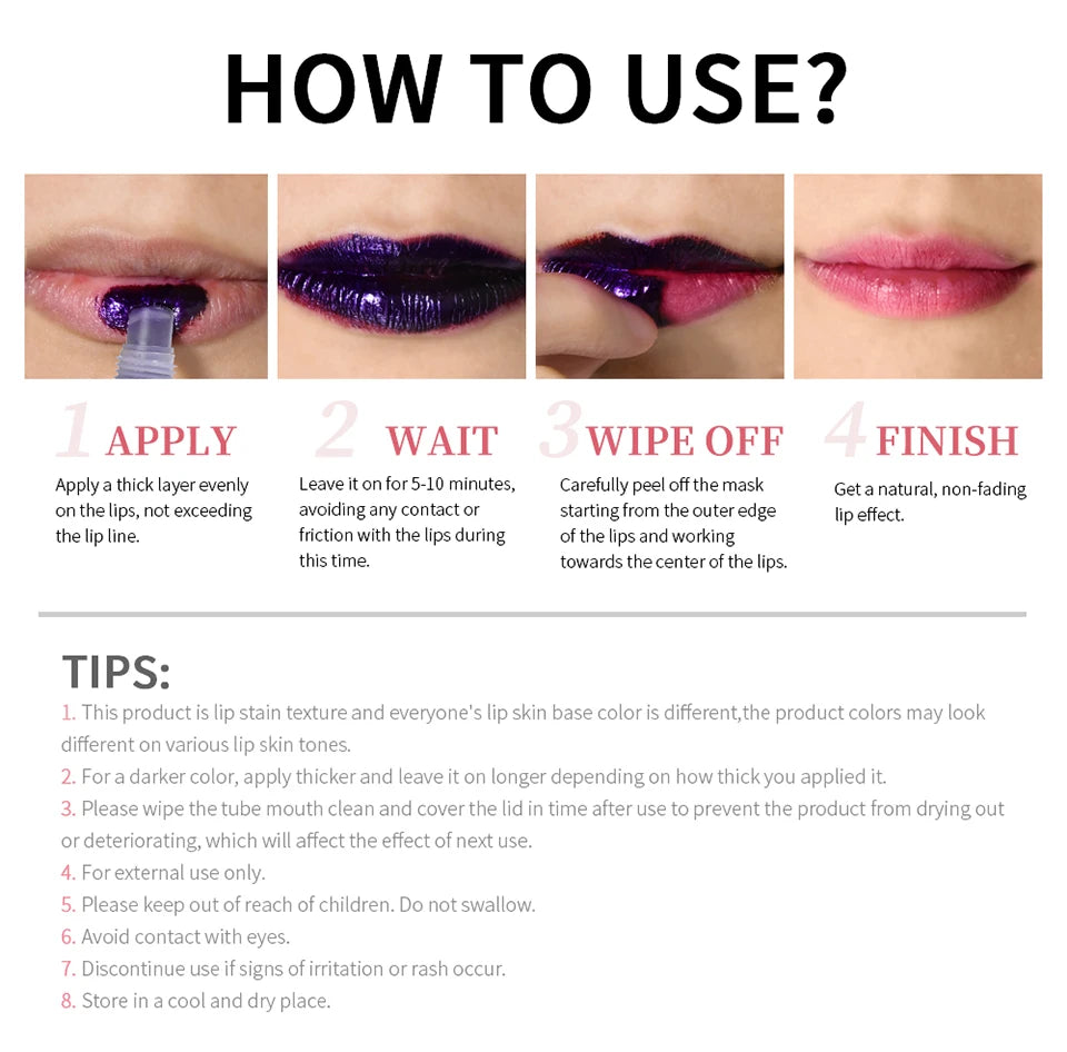 Waterproof Peel-Off Lip Stain for Long-Lasting Matte Color