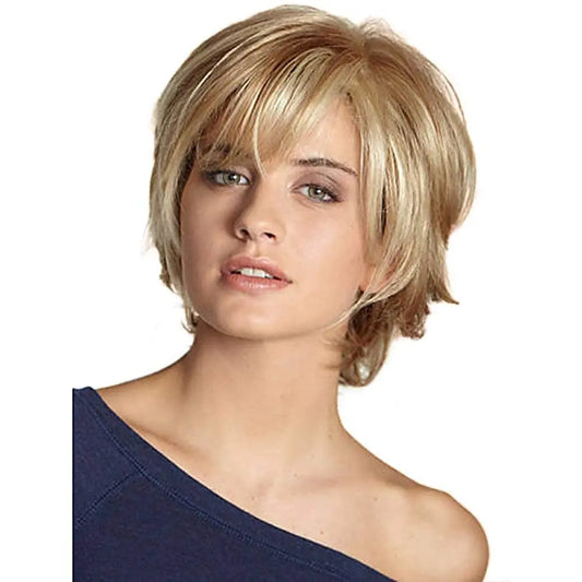 Short Blonde Pixie Cut Synthetic Wig with Bangs