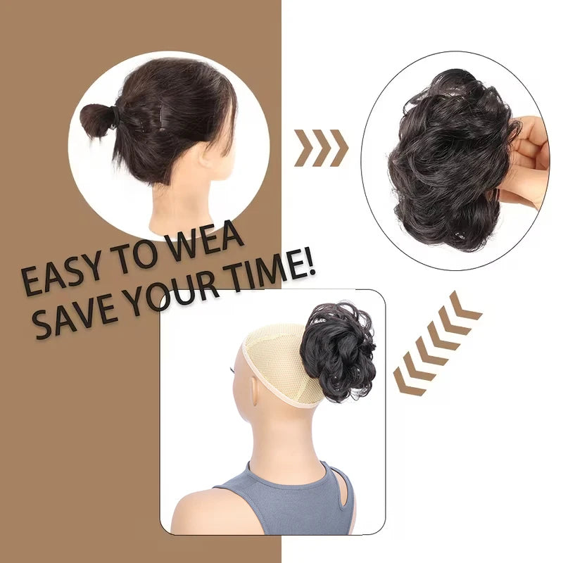 Messy Curly Claw Clip Bun Hair Extension for Women - 10