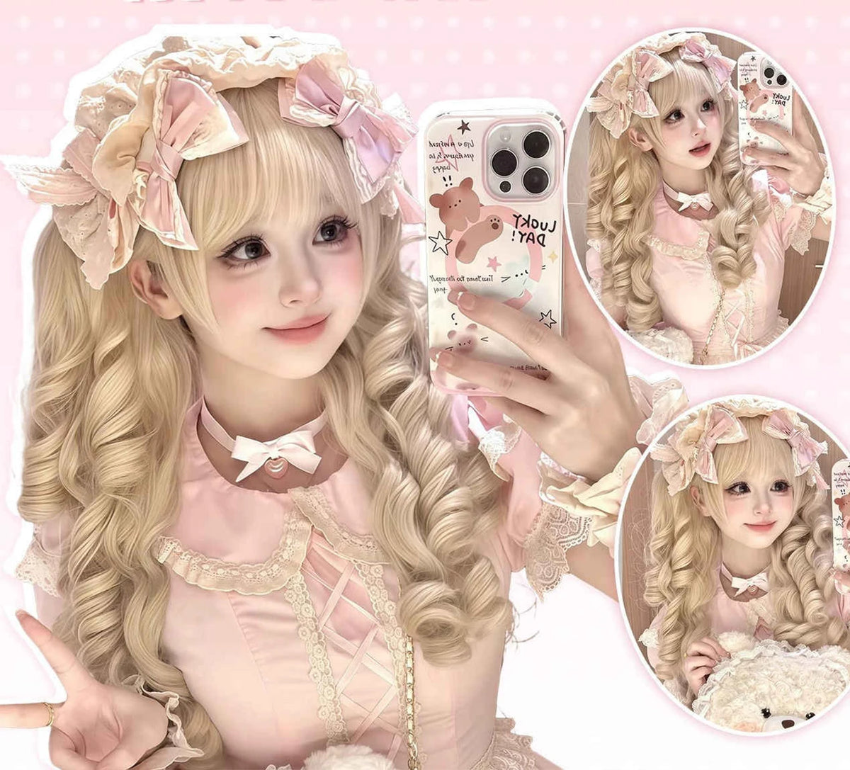 Long Wavy Blonde Cosplay Wig with Bangs
