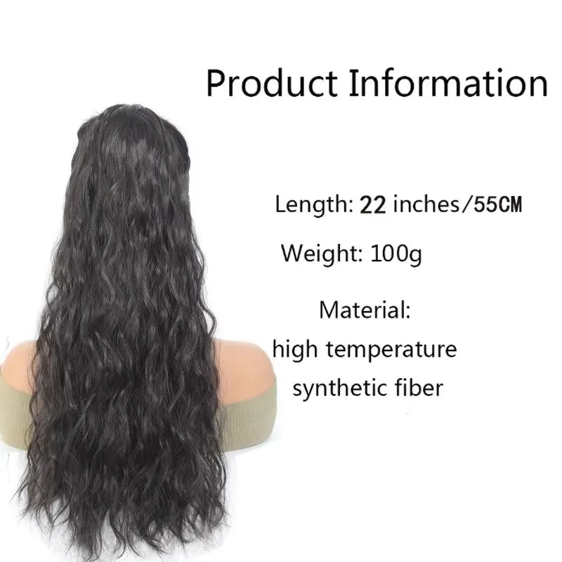 22-Inch Water Wave Drawstring Ponytail Extension
